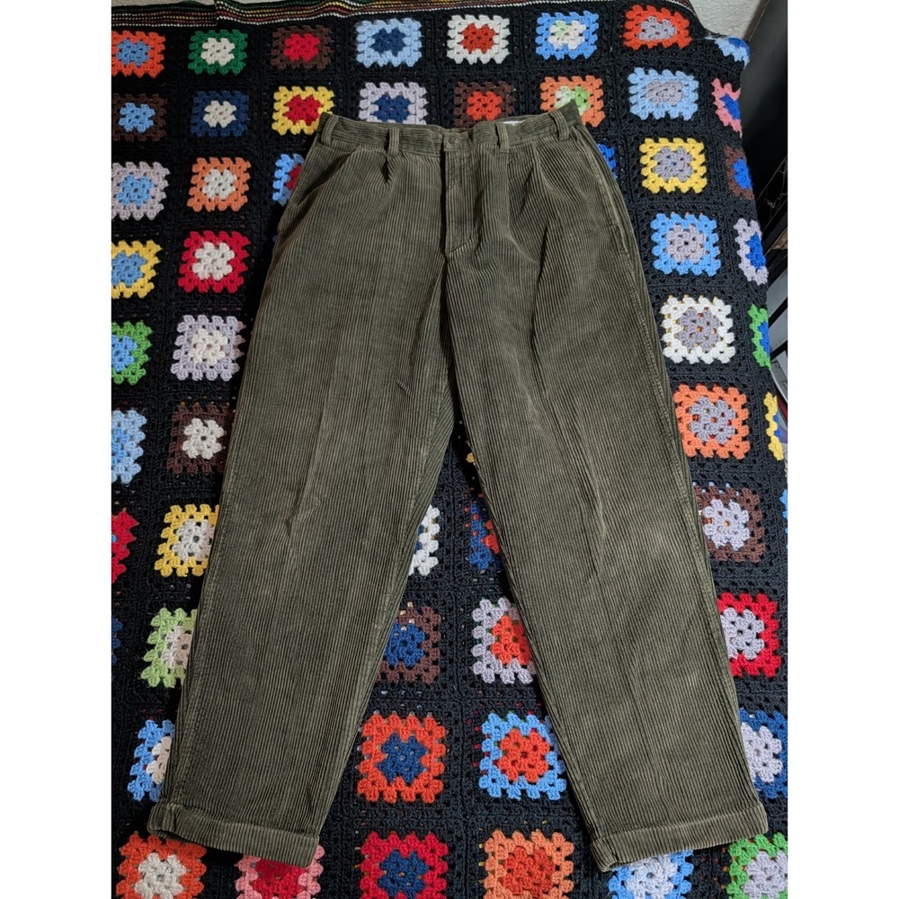 Vtg 90's Field Gear Men's Wide Wale Corduroy Green Pants Cuffed 36x32 (35x30)